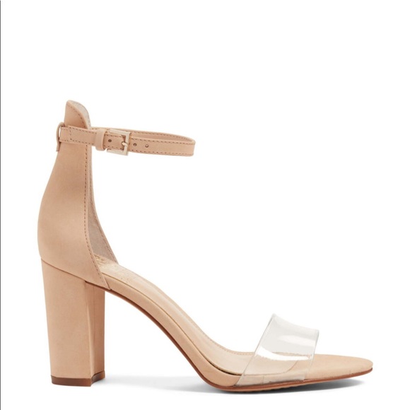 vince camuto clear strap heels
